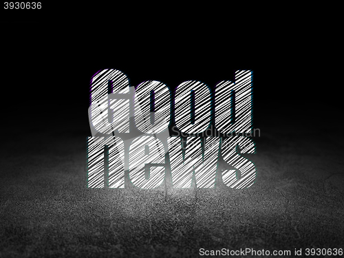 Image of News concept: Good News in grunge dark room