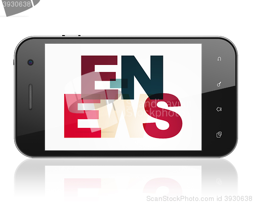 Image of News concept: Smartphone with E-news on  display