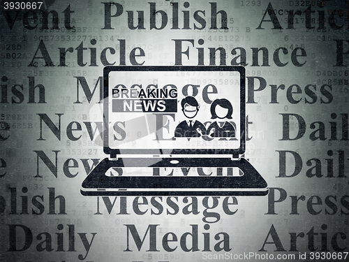 Image of News concept: Breaking News On Laptop on Digital Data Paper background