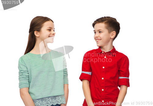 Image of happy boy and girl looking at each other