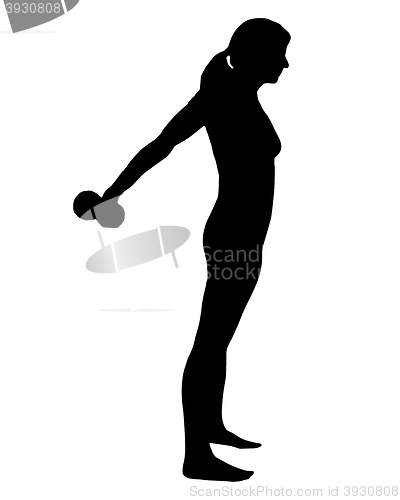 Image of Silhouette of woman doing exercises