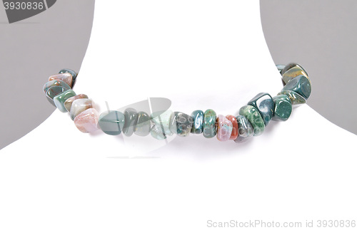 Image of Splintered moss agate chain on bust