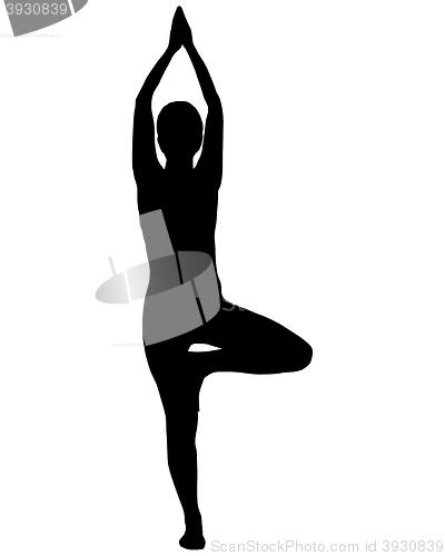 Image of Silhouette of woman doing yoga