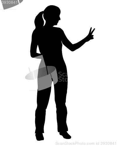 Image of Silhouette of woman with hand sign