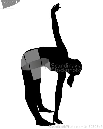 Image of Silhouette of woman doing yoga