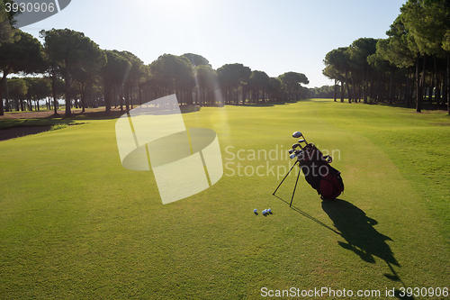 Image of golf bag on course