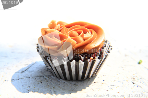Image of caramel cupcake isolated