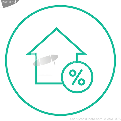 Image of House with discount tag line icon.