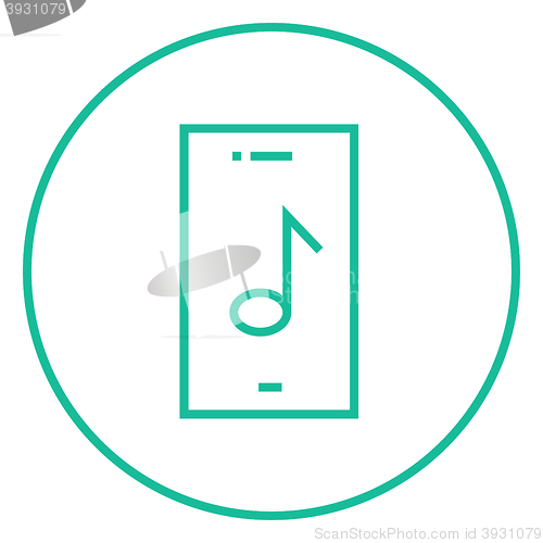 Image of Phone with musical note line icon.