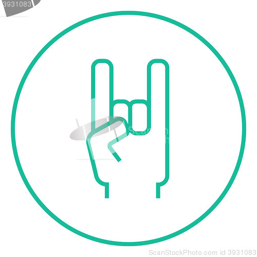 Image of Rock and roll hand sign line icon.
