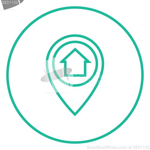 Image of Pointer with house inside line icon.