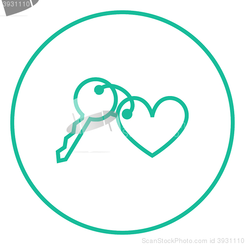 Image of Trinket for keys as heart line icon.