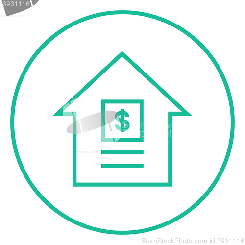 Image of House with dollar symbol line icon.