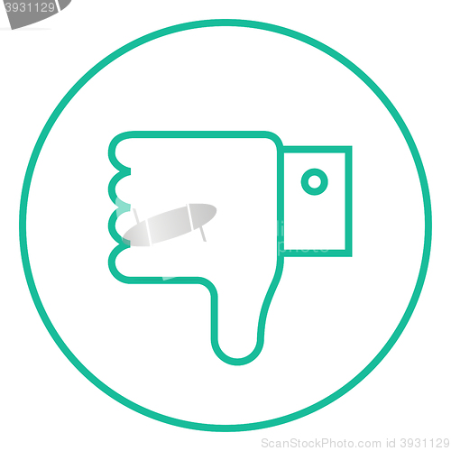 Image of Thumb down hand sign line icon.