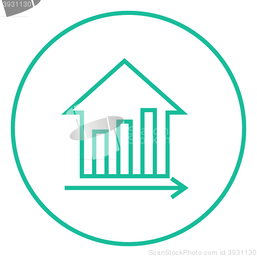 Image of Graph of real estate prices growth line icon.