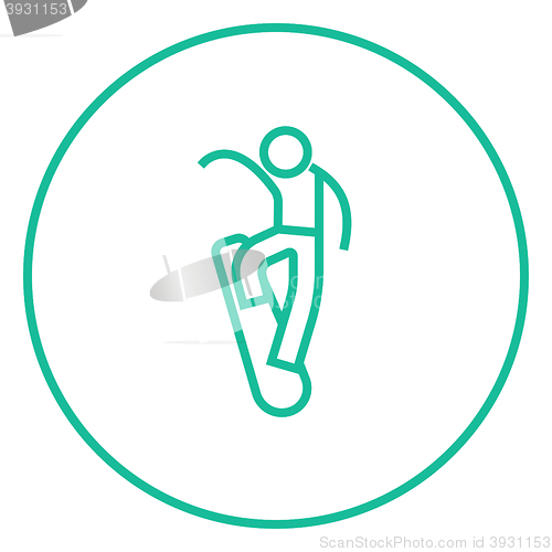 Image of Man snowboarding line icon.