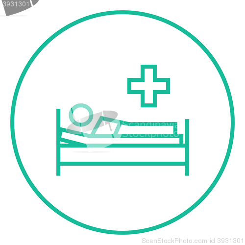 Image of Patient lying on bed line icon.