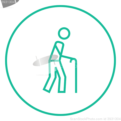 Image of Man with cane line icon.
