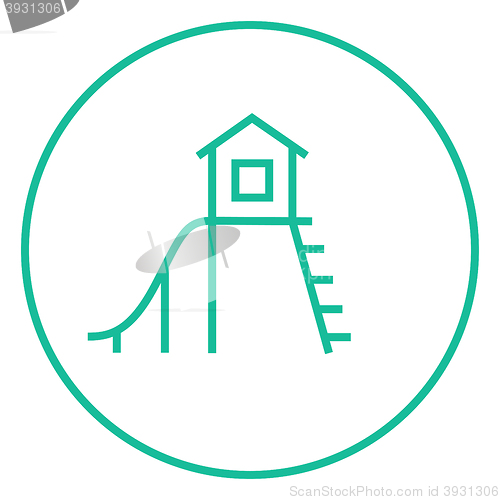 Image of Playhouse with slide line icon.