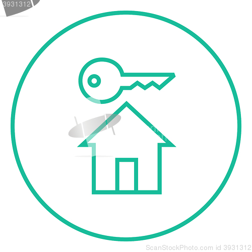 Image of Key for house line icon.