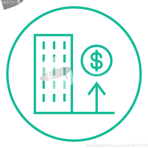 Image of Growth of real estate market line icon.