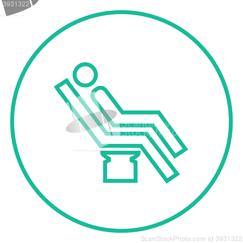 Image of Man sitting on dental chair line icon.