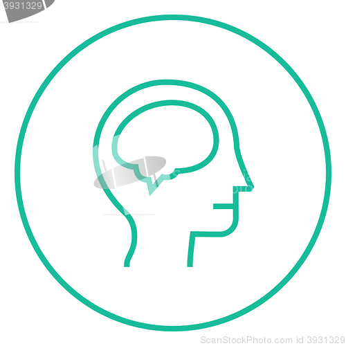 Image of Human head with brain line icon.