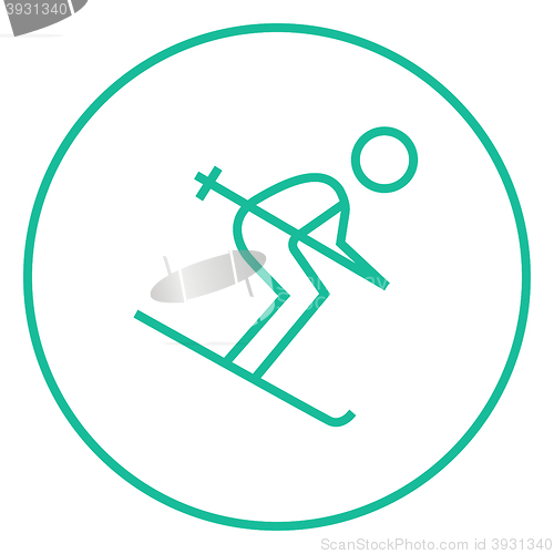 Image of Downhill skiing line icon.