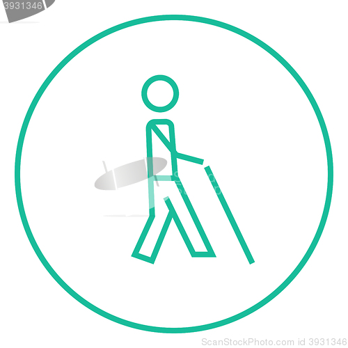 Image of Blind man with stick line icon.