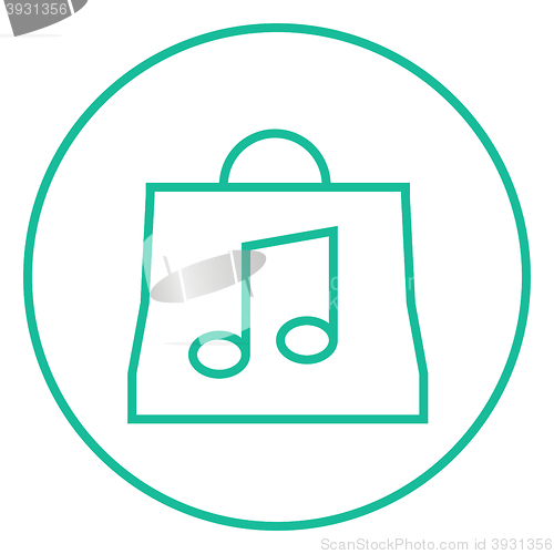 Image of Bag with music note line icon.