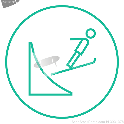 Image of Ski jumping line icon.