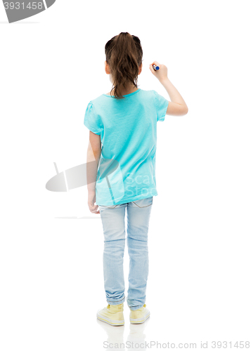 Image of little girl drawing or writing with marker