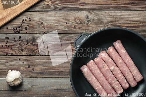 Image of Raw Sausages in a Pan
