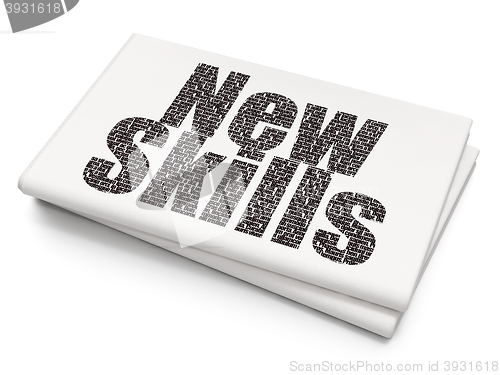 Image of Education concept: New Skills on Blank Newspaper background