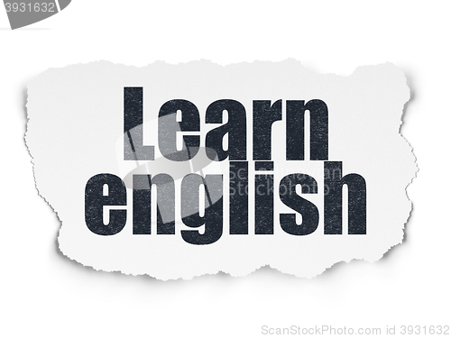 Image of Education concept: Learn English on Torn Paper background