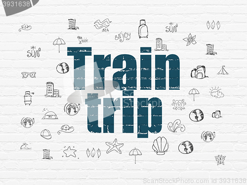 Image of Travel concept: Train Trip on wall background