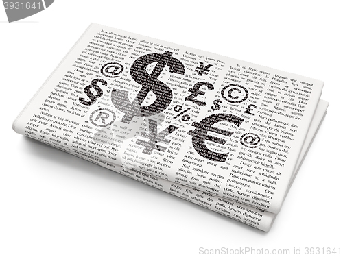 Image of Business concept: Finance Symbol on Newspaper background