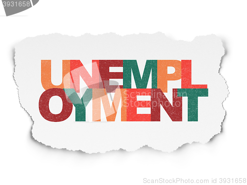 Image of Finance concept: Unemployment on Torn Paper background