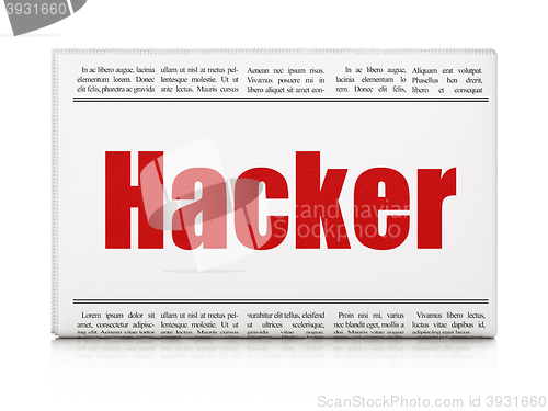 Image of Safety concept: newspaper headline Hacker