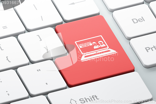 Image of News concept: Breaking News On Laptop on computer keyboard background