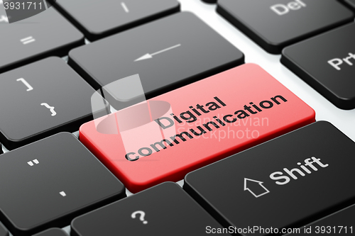 Image of Information concept: Digital Communication on computer keyboard background