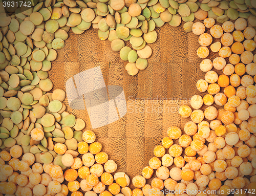 Image of heart. lentil and pea