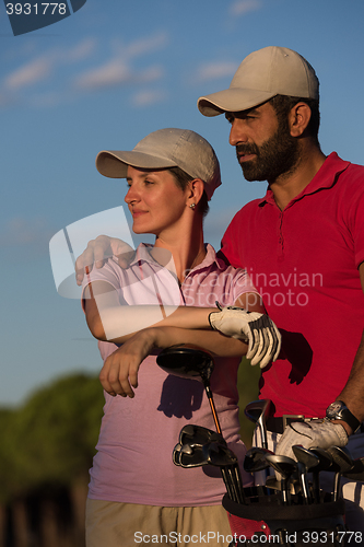 Image of portrait of couple on golf course