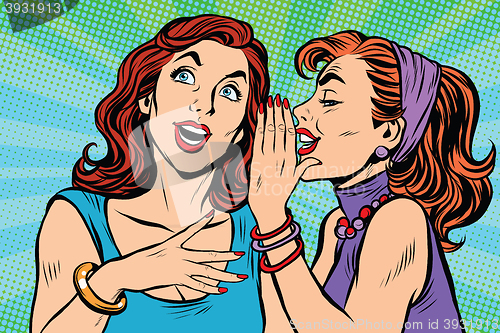 Image of Two girls girlfriends gossiping
