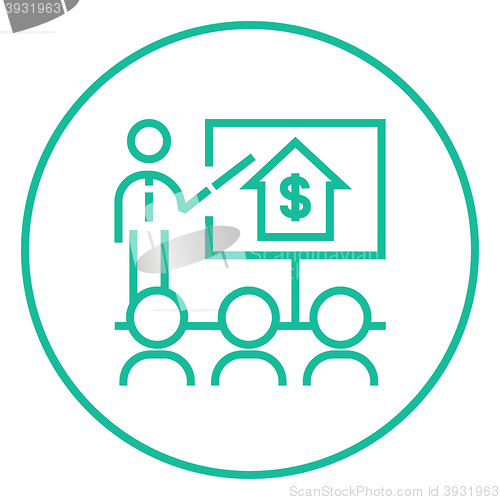 Image of Real estate training line icon.