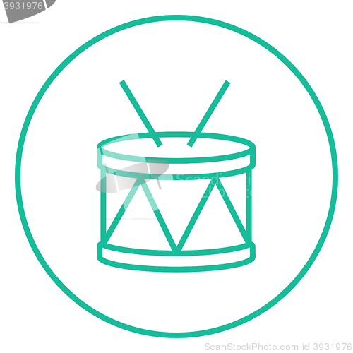 Image of Drum with sticks line icon.