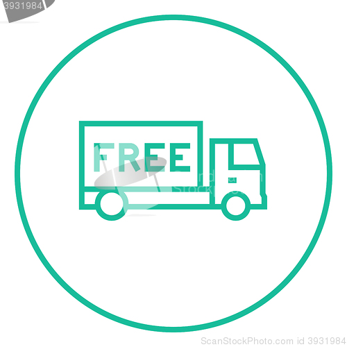 Image of Free delivery truck line icon.