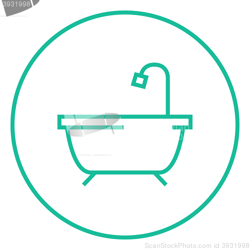 Image of Bathtub with shower line icon.