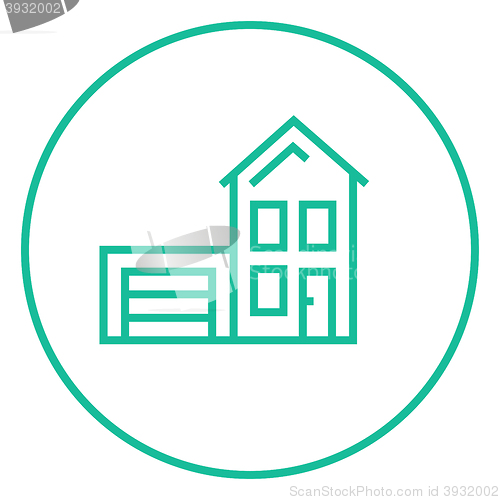 Image of House with garage line icon.