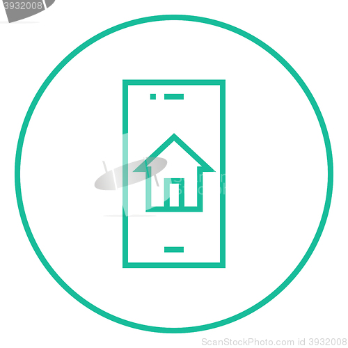 Image of Property search on mobile device line icon.